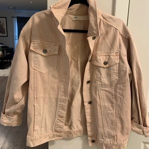 Zara oversized light pink jean jacket
